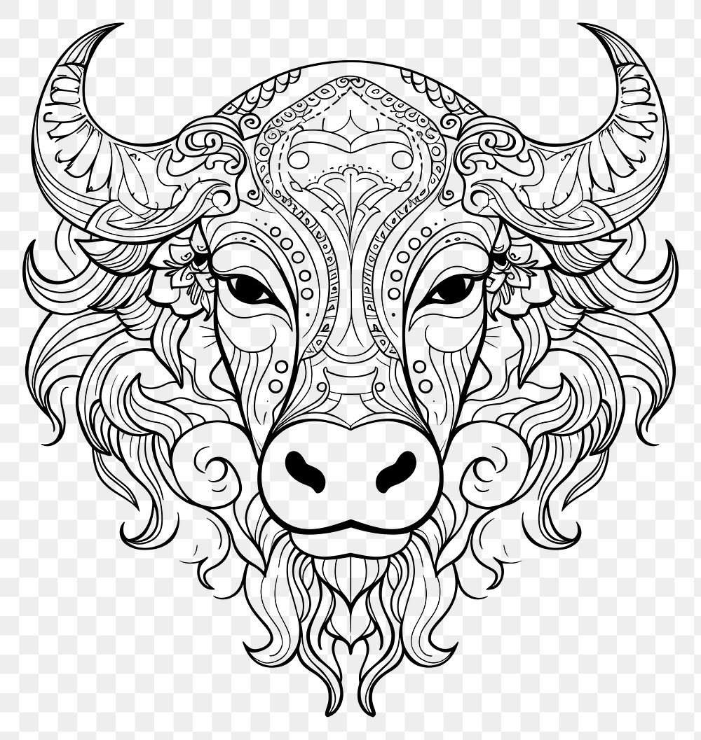 PNG Bull head sketch art buffalo. AI generated Image by rawpixel.
