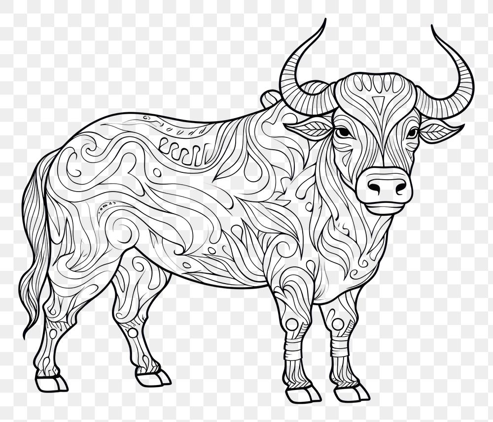 PNG Bull sketch livestock buffalo. 