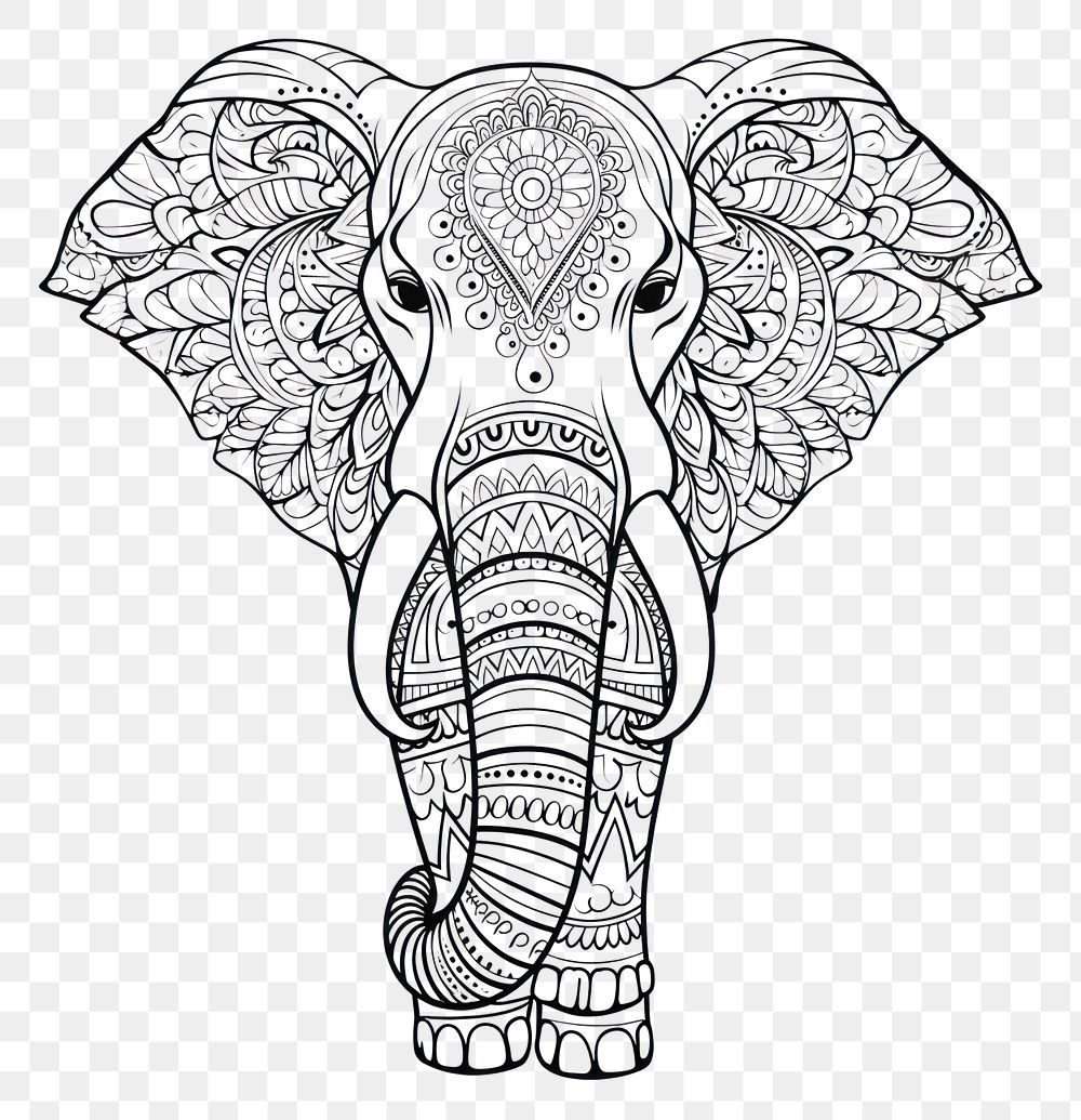 PNG Elephant head sketch drawing doodle
