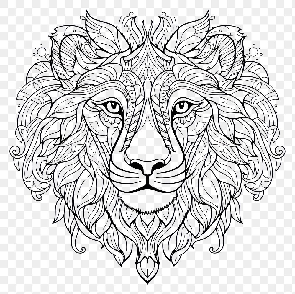 PNG Lion sketch doodle drawing. 