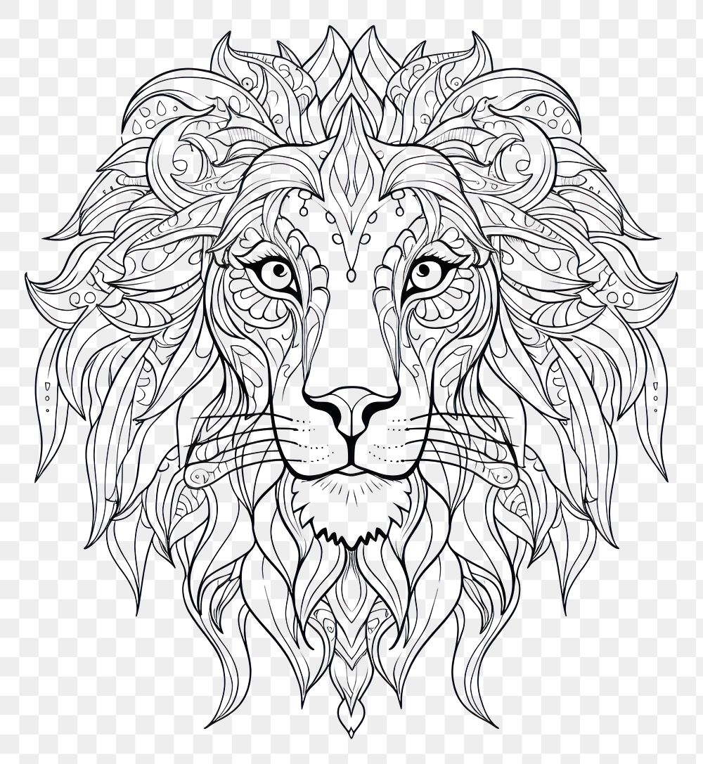 PNG Lion sketch doodle drawing. 