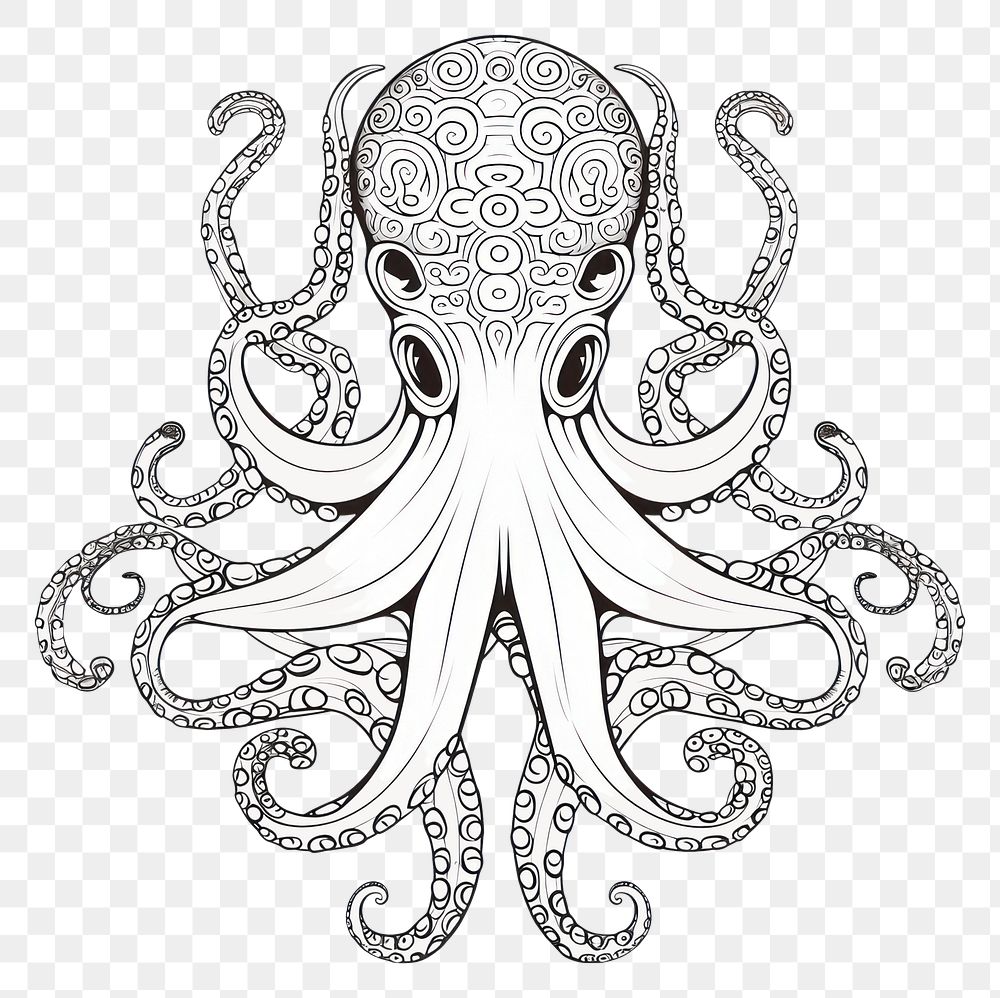 PNG Octopus sketch drawing doodle