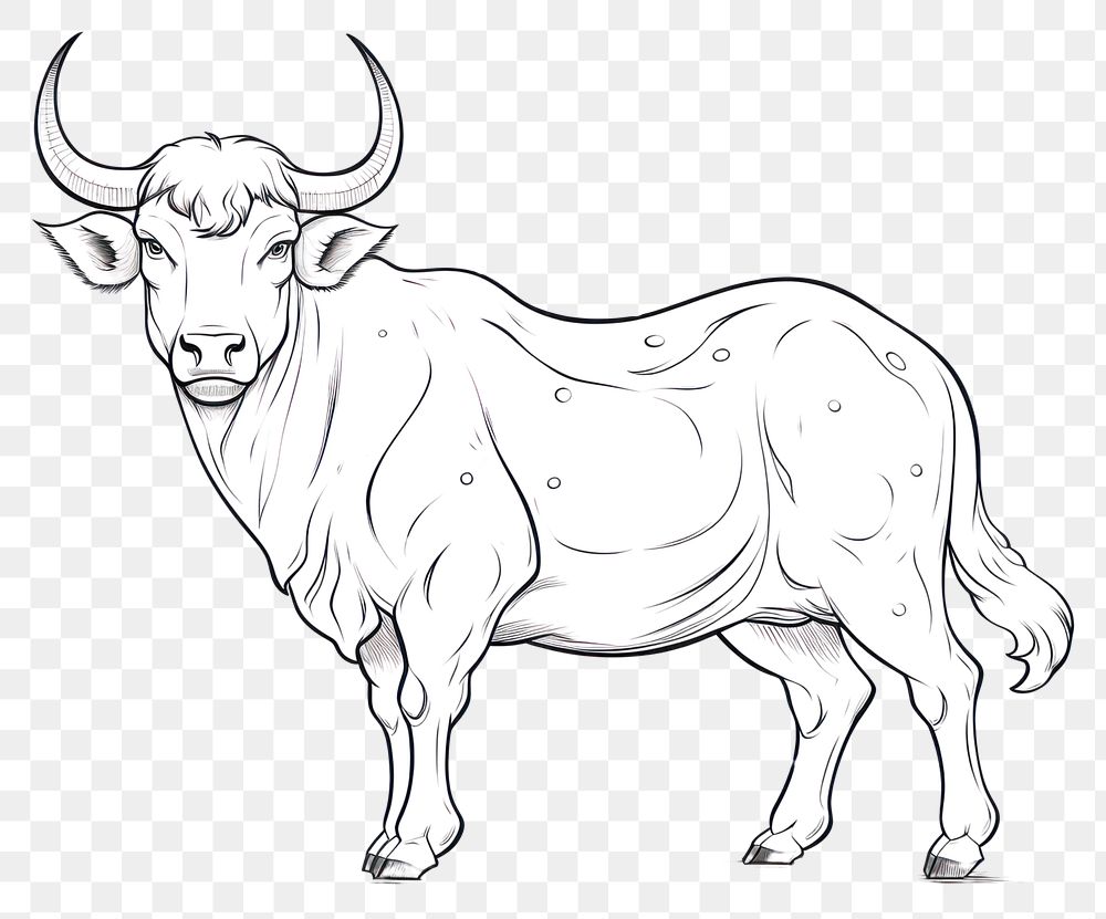 PNG  Astrology taurus drawing livestock buffalo.