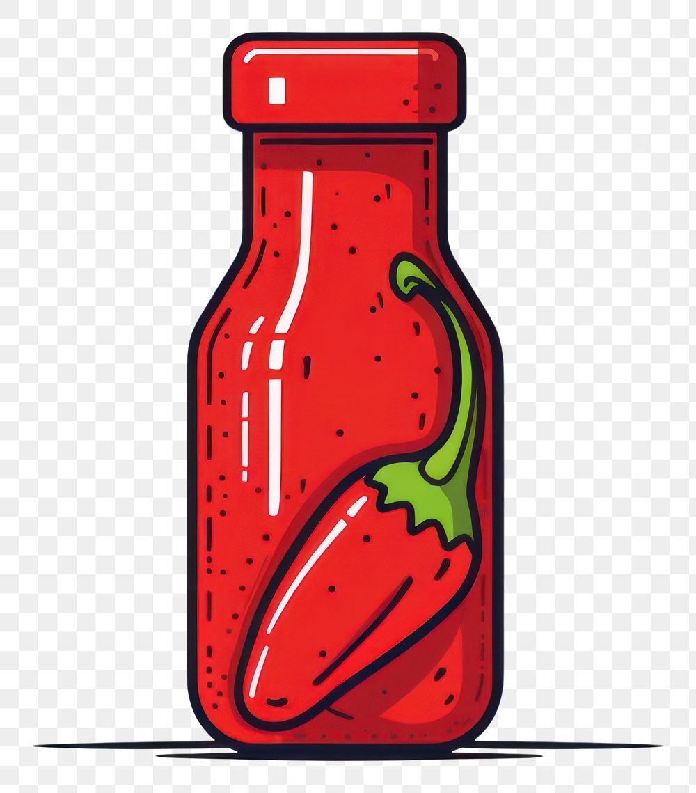 PNG  Chilli sauce container freshness cartoon.