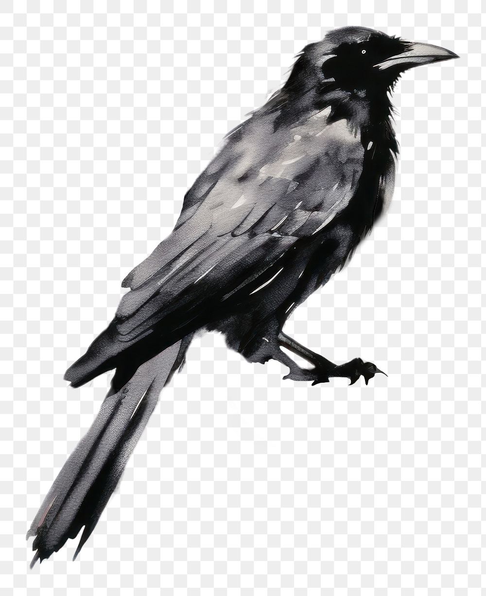 PNG  A crow painting drawing animal. AI generated Image by rawpixel.