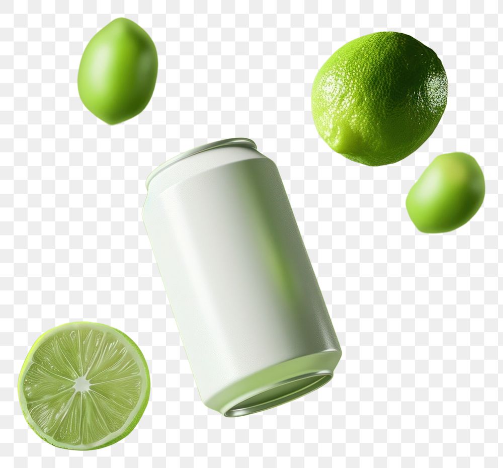PNG Beer can mockup lime fruit green.