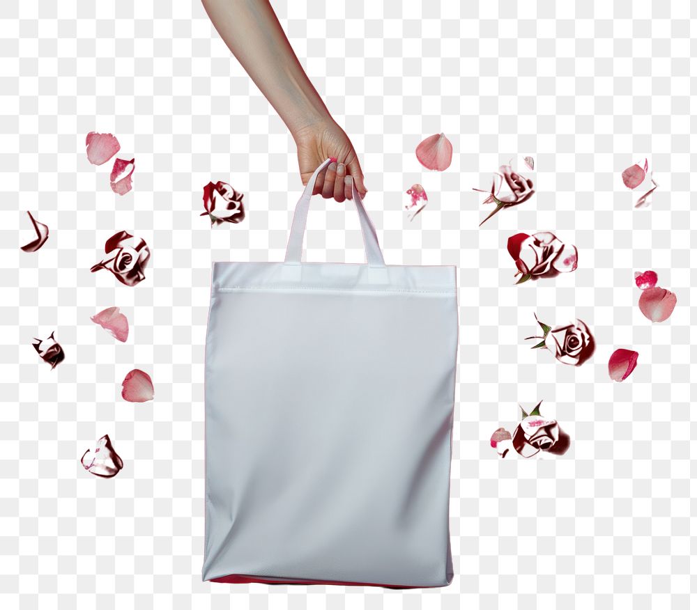 PNG Tote bag mockup handbag petal red.