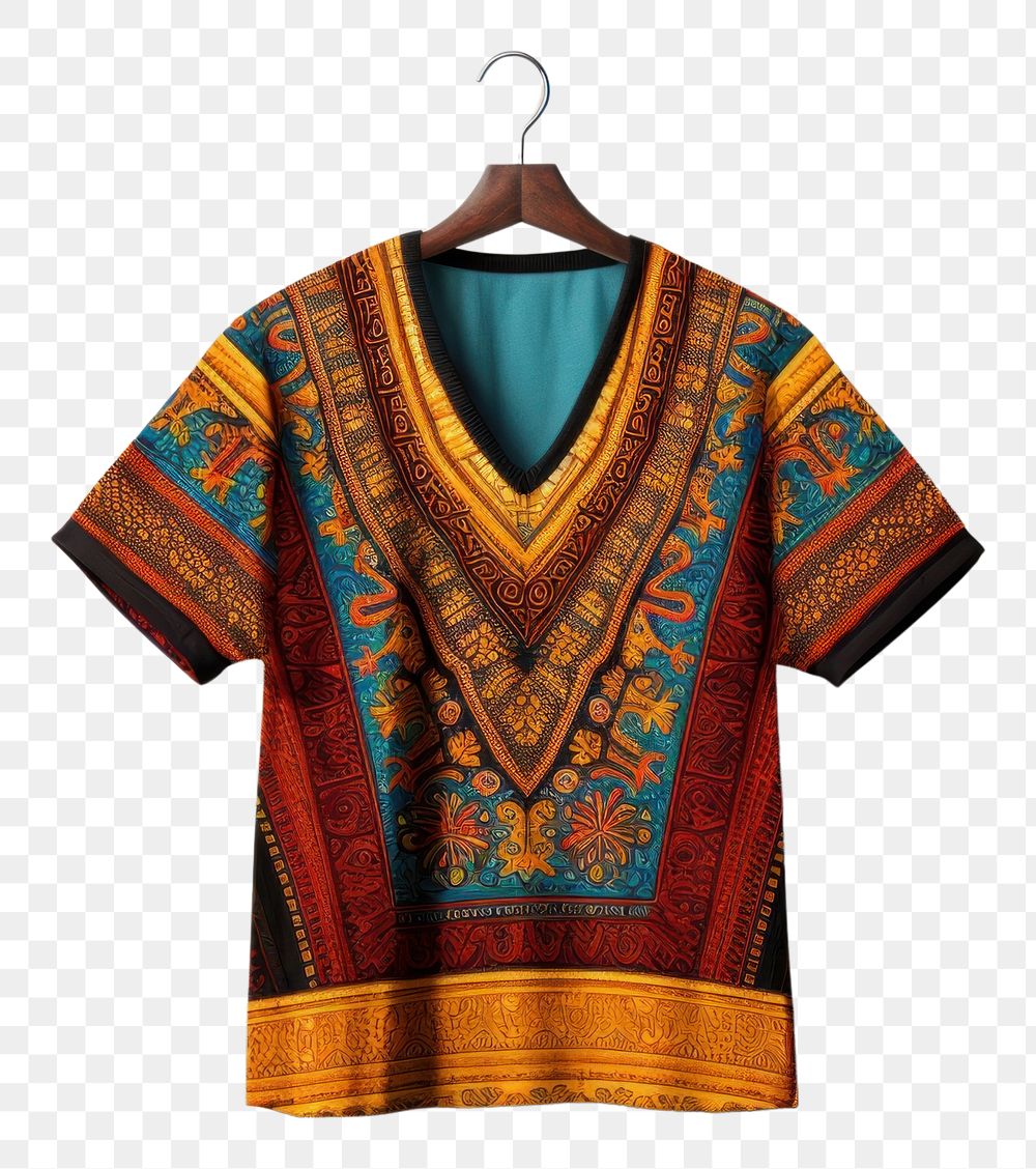 PNG  Dashiki fashion blouse coathanger. AI generated Image by rawpixel.