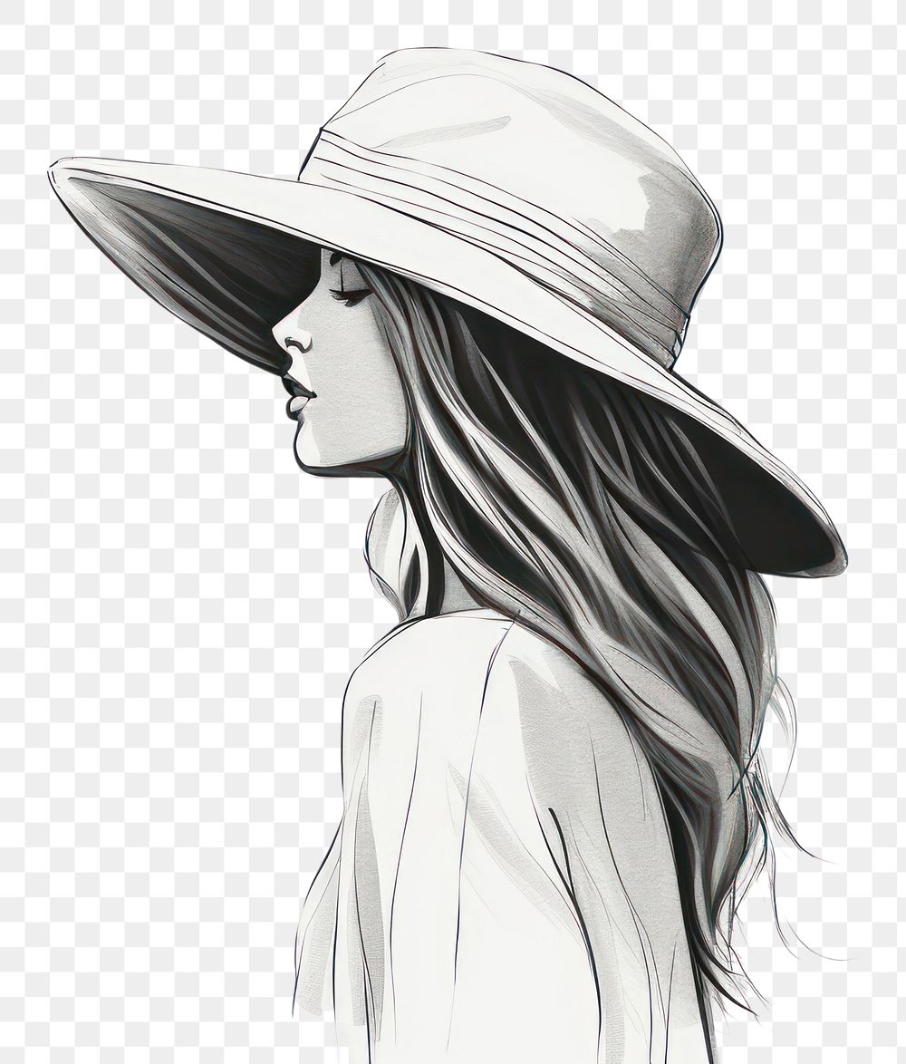 PNG Female fashion hat drawing sketch adult.