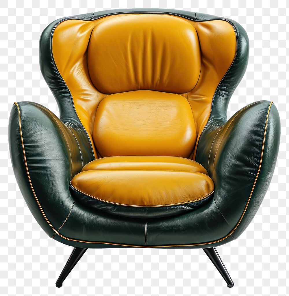 PNG A glossy armchair furniture yellow green.