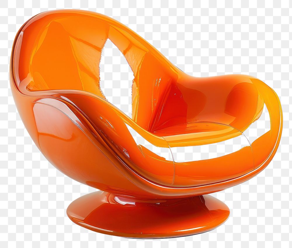 PNG A glossy orange armchair furniture white background clothing.