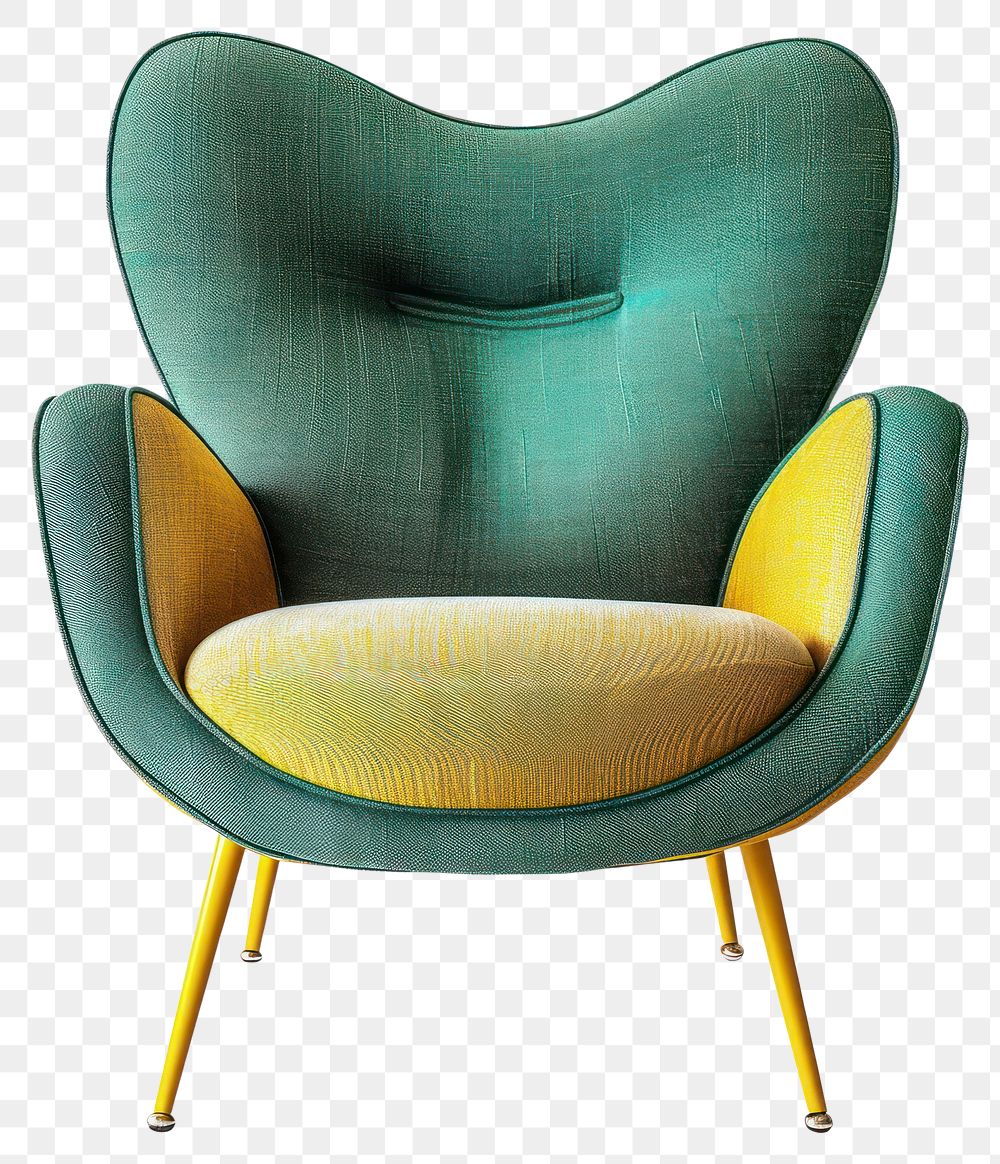 PNG An armchair furniture yellow green.
