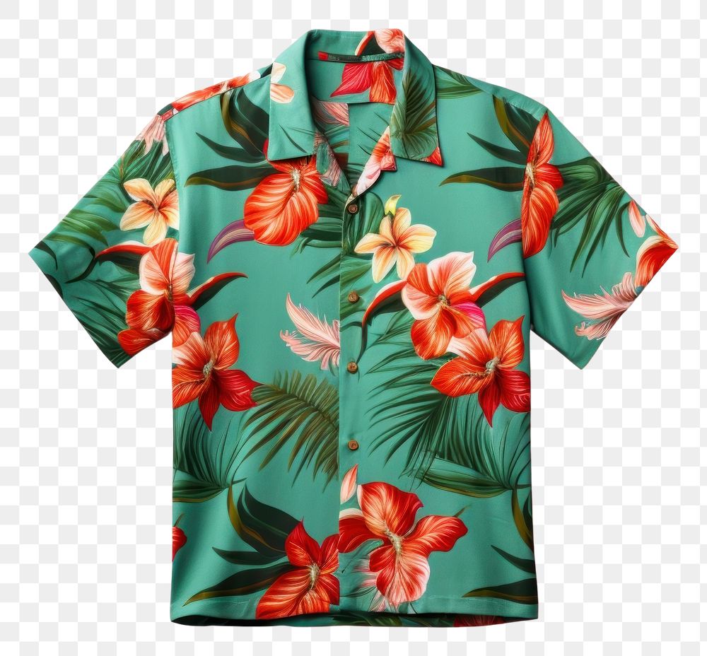 PNG  Hawaiian shirt sleeve freshness beachwear. AI generated Image by rawpixel.