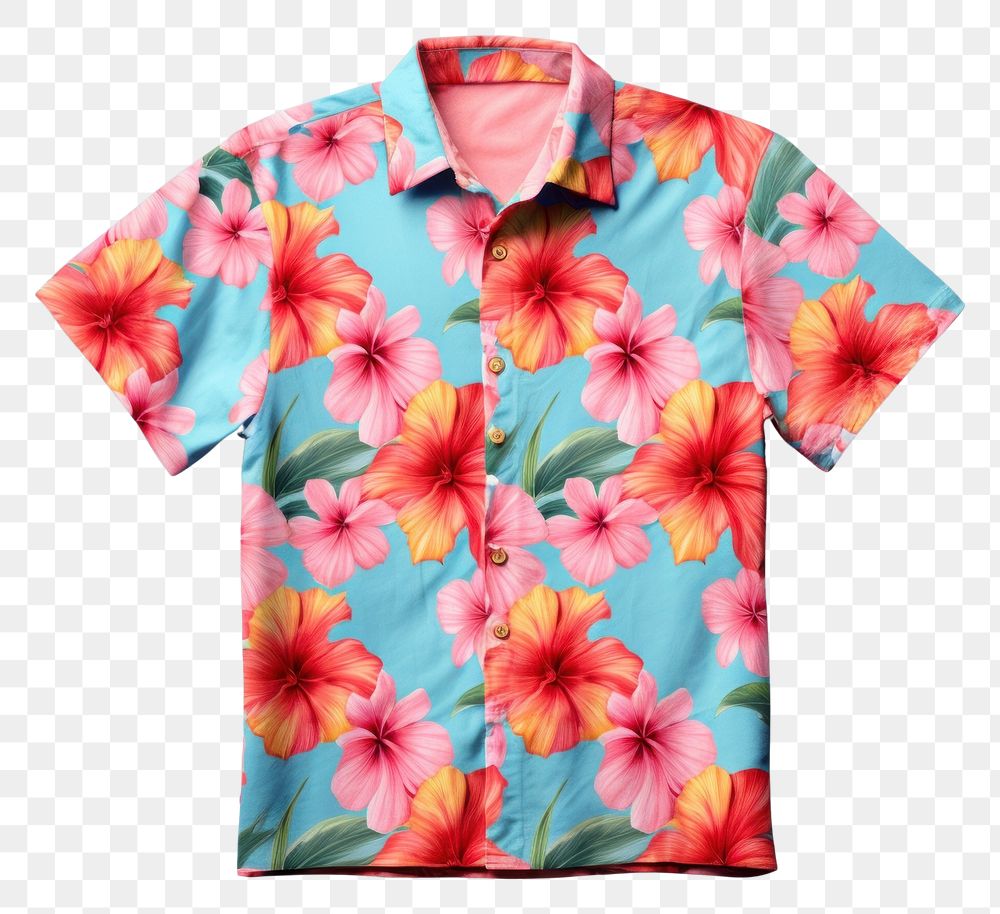 PNG  Hawaiian shirt flower plant tablecloth. AI generated Image by rawpixel.