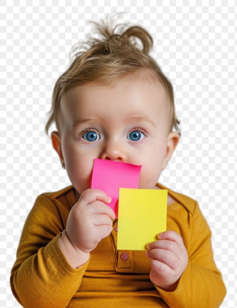 PNG Sticky notes baby holding studio shot.