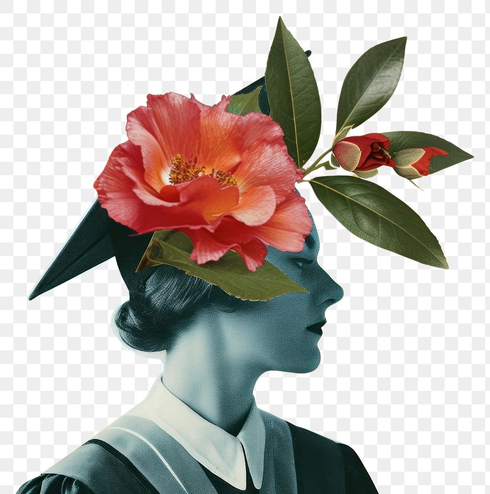 PNG A graduate hat flower painting plant.