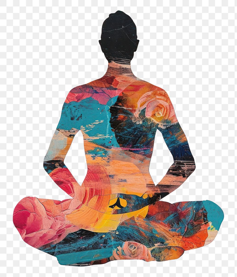 PNG A person meditating painting collage adult.