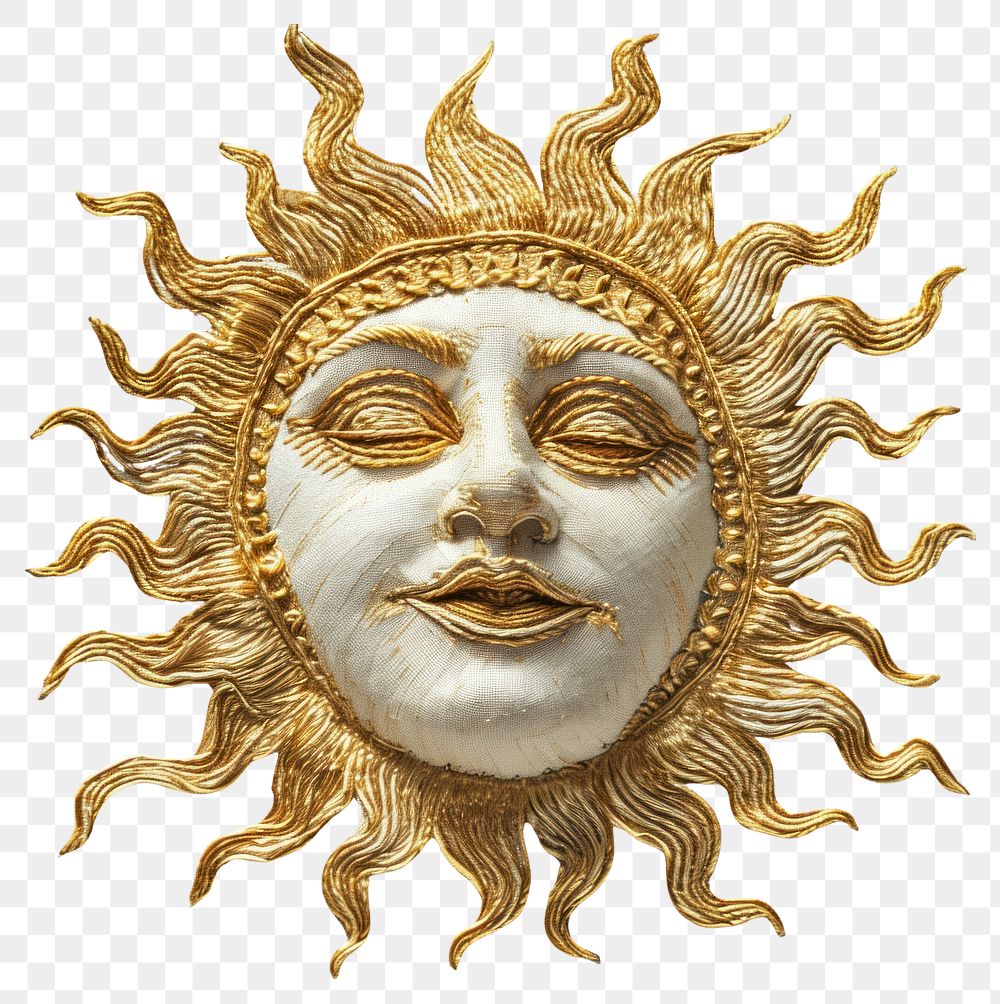 PNG  Celestial Golden sun face gold representation architecture.