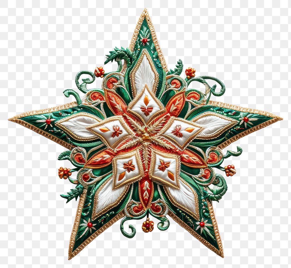 PNG  Chirstmas Star embroidery jewelry pattern.