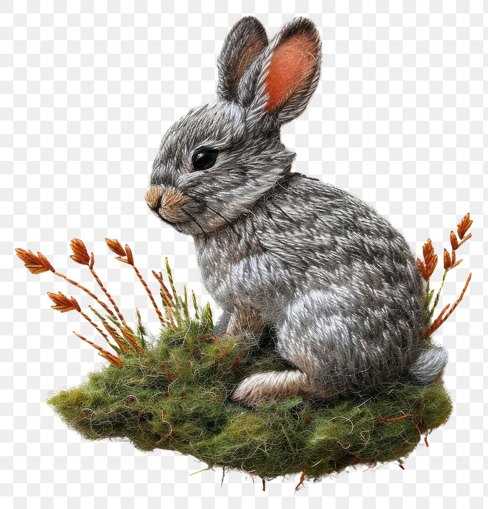 PNG  A rabbit on an grassy hill rodent animal mammal.