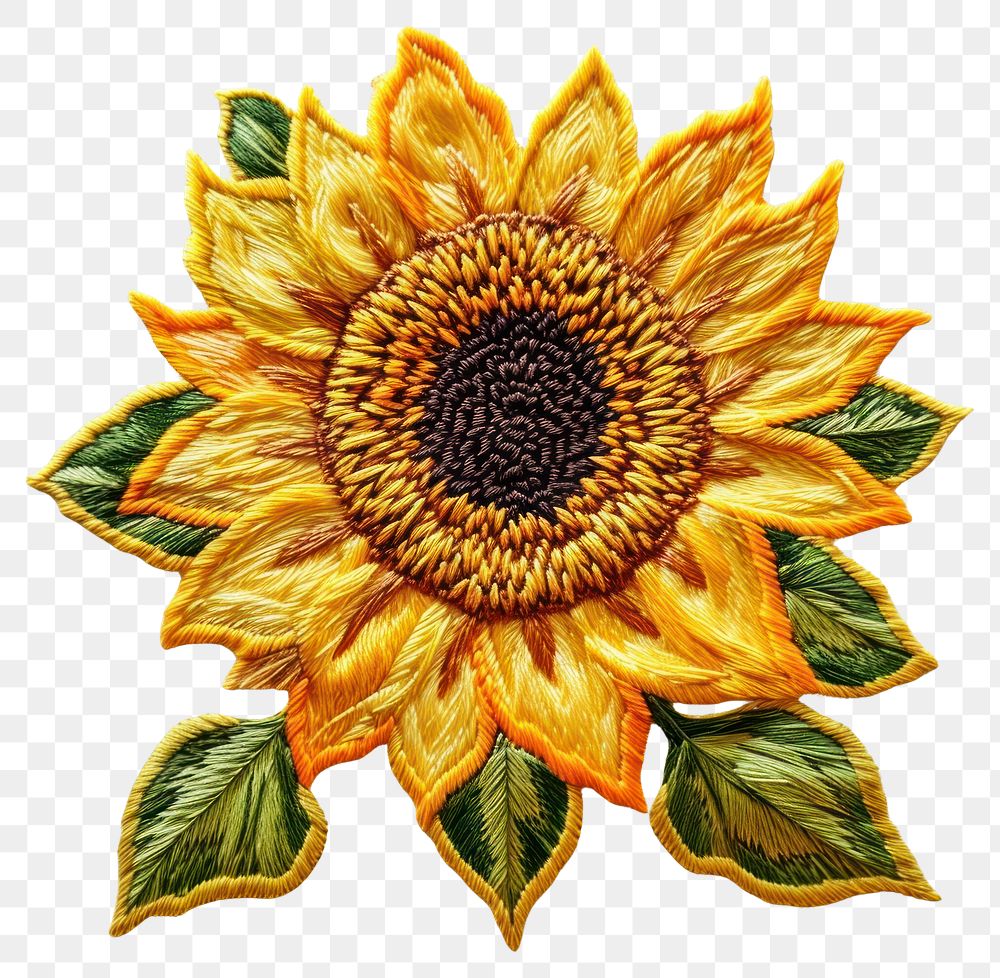 PNG  A Vibrant Sunflower sunflower embroidery pattern.