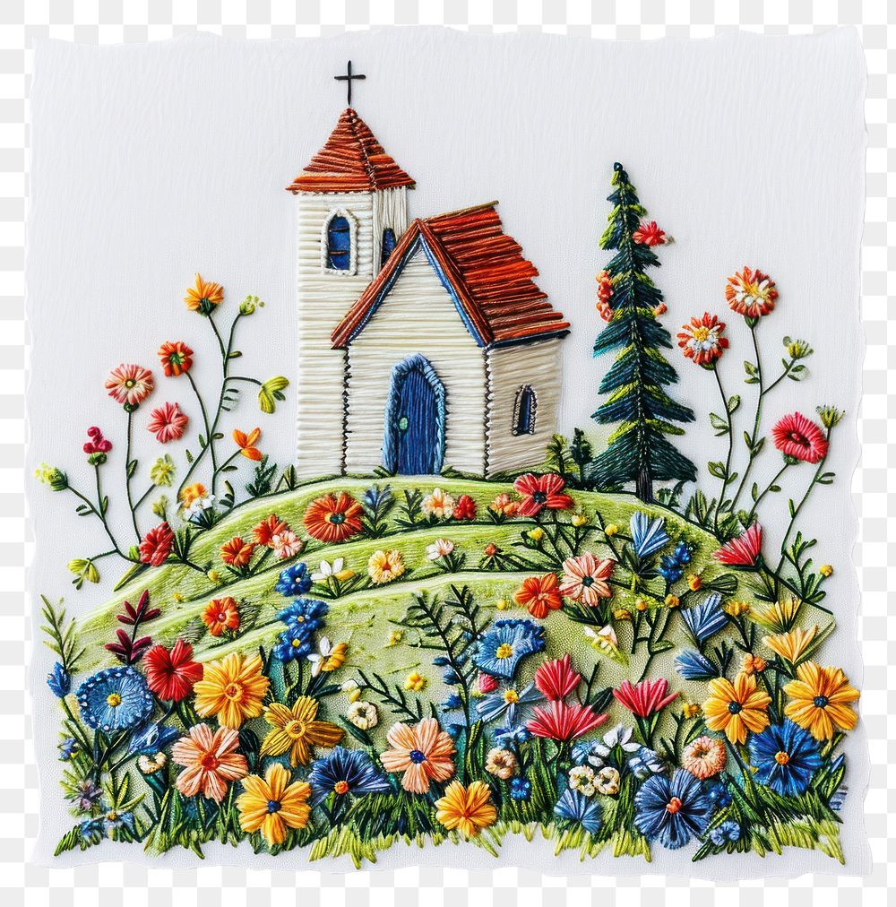 PNG  Christ Church embroidery pattern flower.