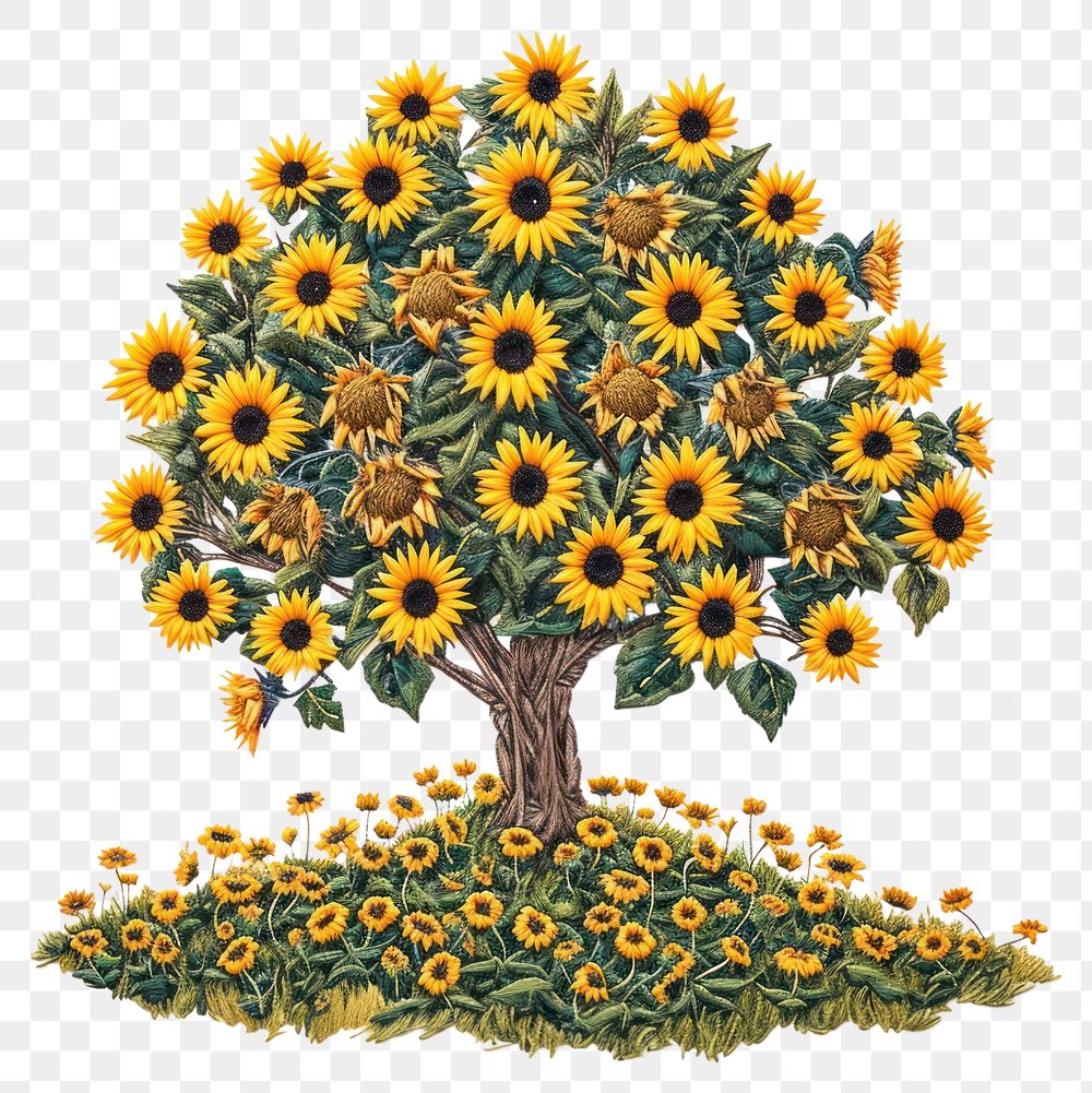 PNG  A Sunflower hill sunflower pattern drawing.