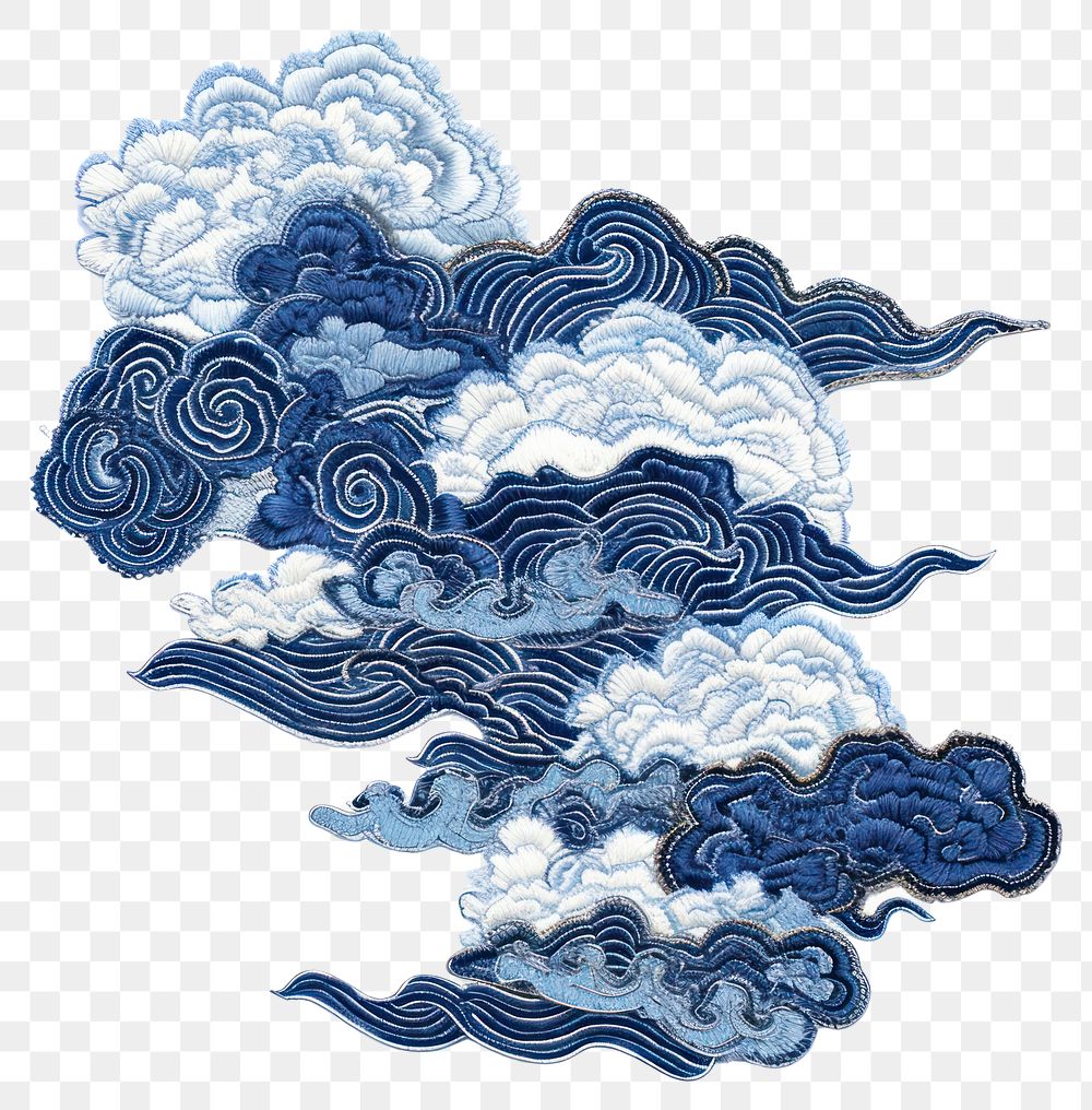 PNG  Navy Japanese Cloud mass pattern cloud art.