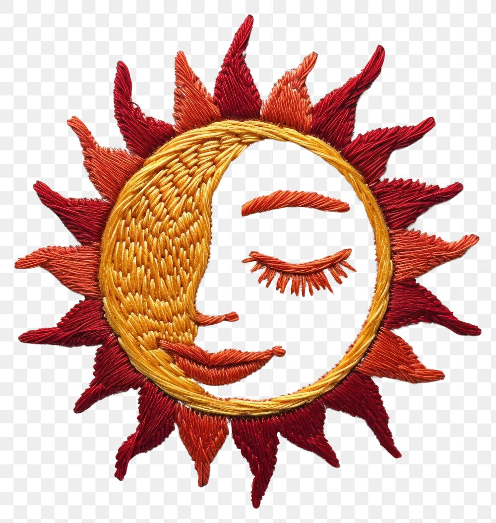 PNG  Simple red Sun embroidery pattern representation.