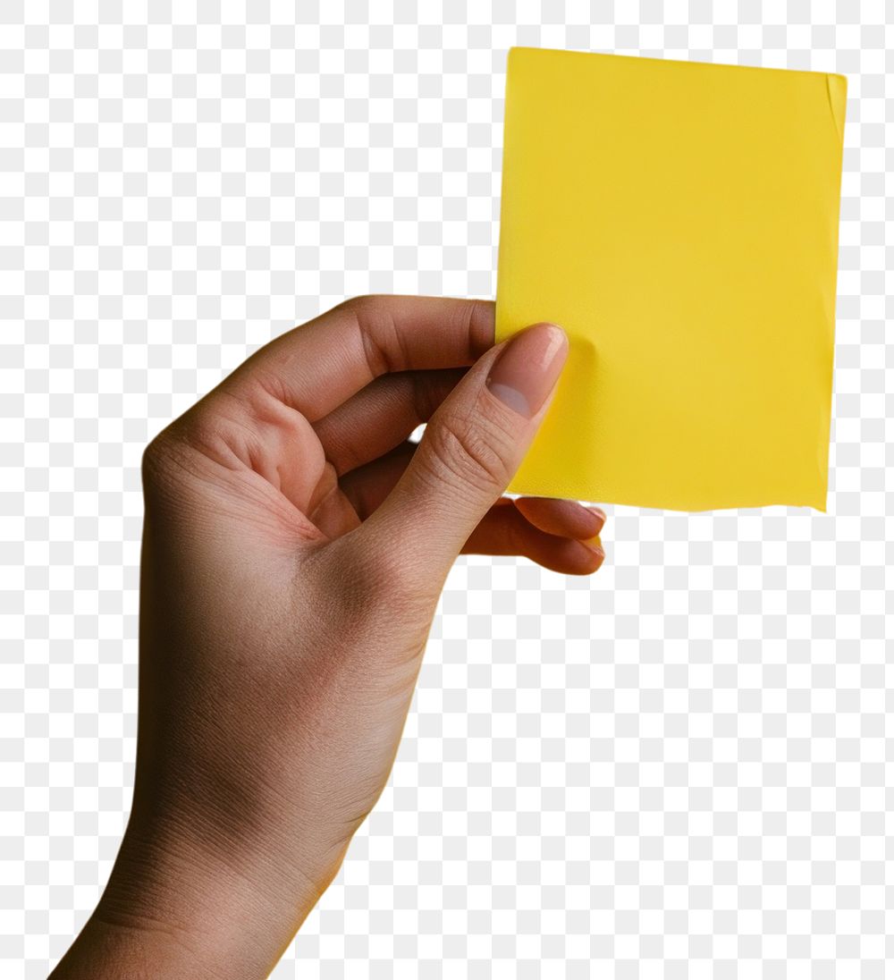 PNG Hand holding blank yellow sticky note paper yellow background activity. AI generated Image by rawpixel.
