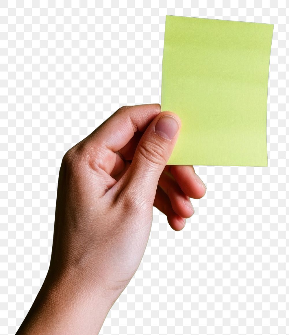 PNG Hand holding blank green sticky note paper green background activity. AI generated Image by rawpixel.