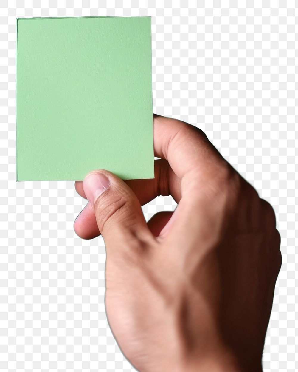PNG Hand holding blank green sticky note paper green background origami. AI generated Image by rawpixel.