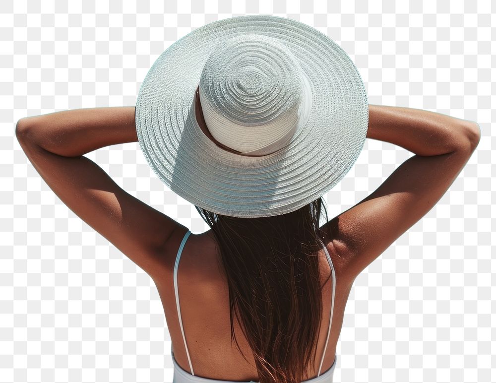 PNG Woman wearing white hat summer beach adult.
