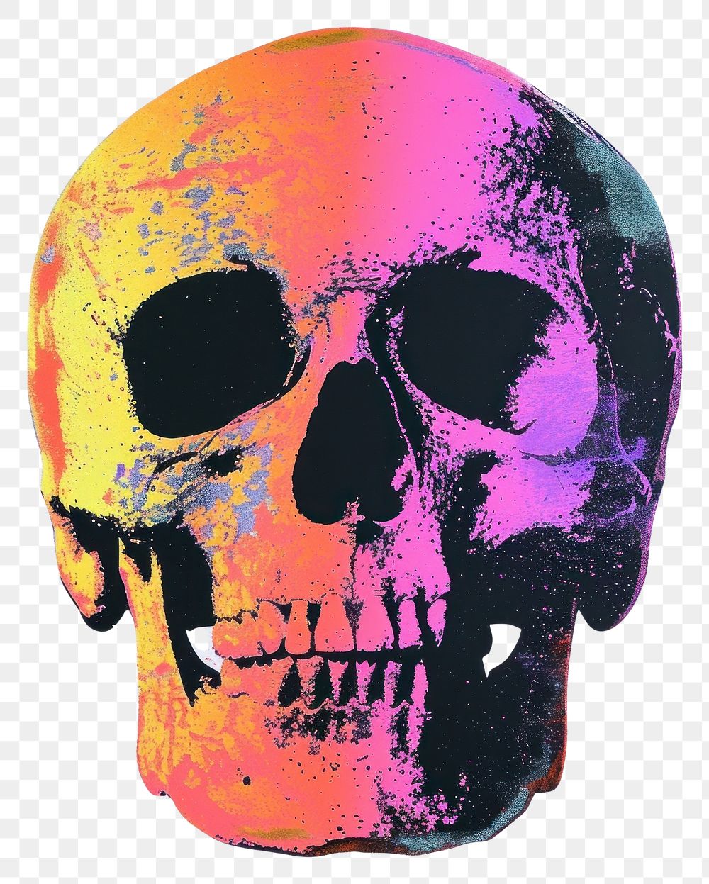 PNG  A Pyschedelic Skull isolated on white background purple art creativity.