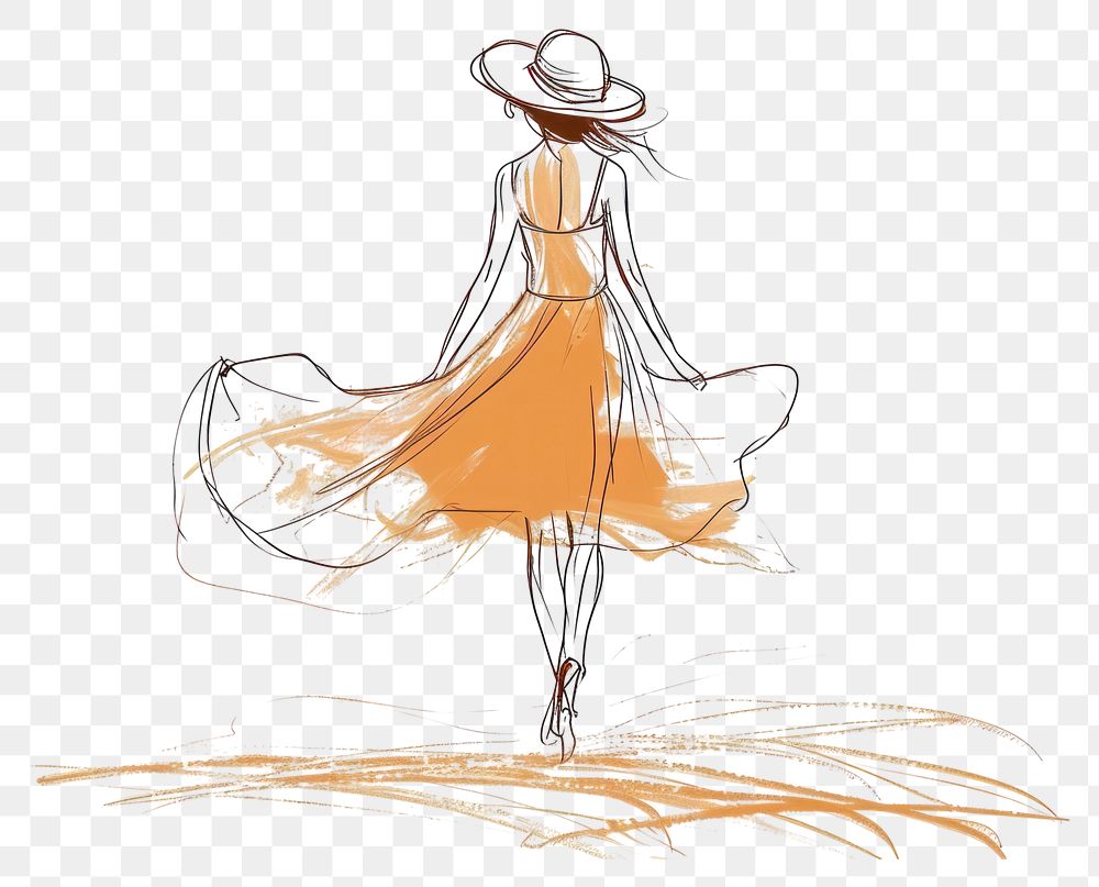PNG Sun dress drawing dancing sketch.