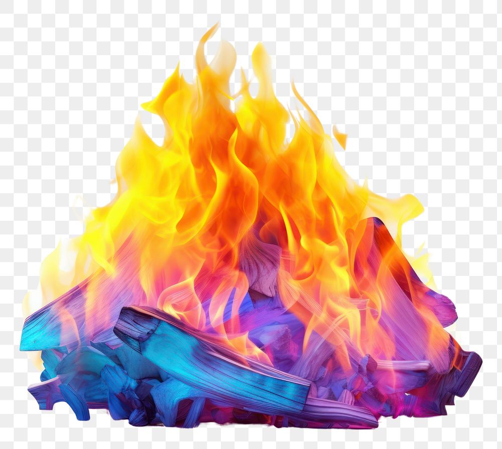 PNG  Camp fire iridescent white background creativity fireplace.