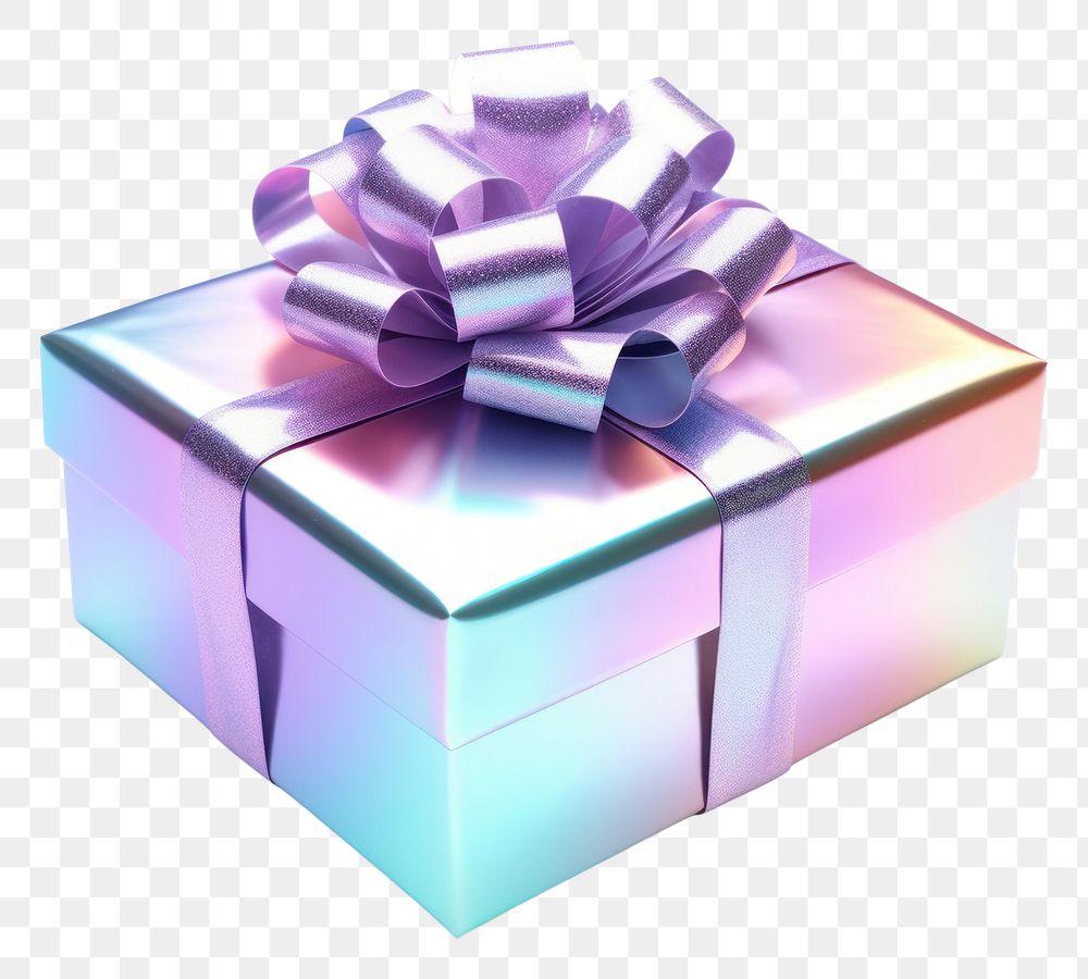 PNG Gift iridescent box white background celebration.