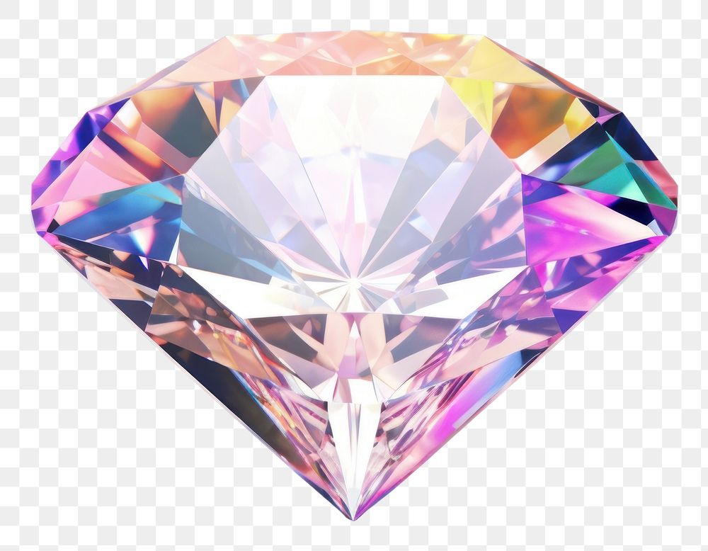 PNG Diamond iridescent gemstone jewelry white background.