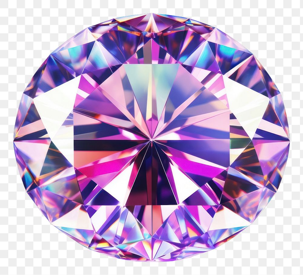 PNG  Diamond iridescent gemstone amethyst crystal.