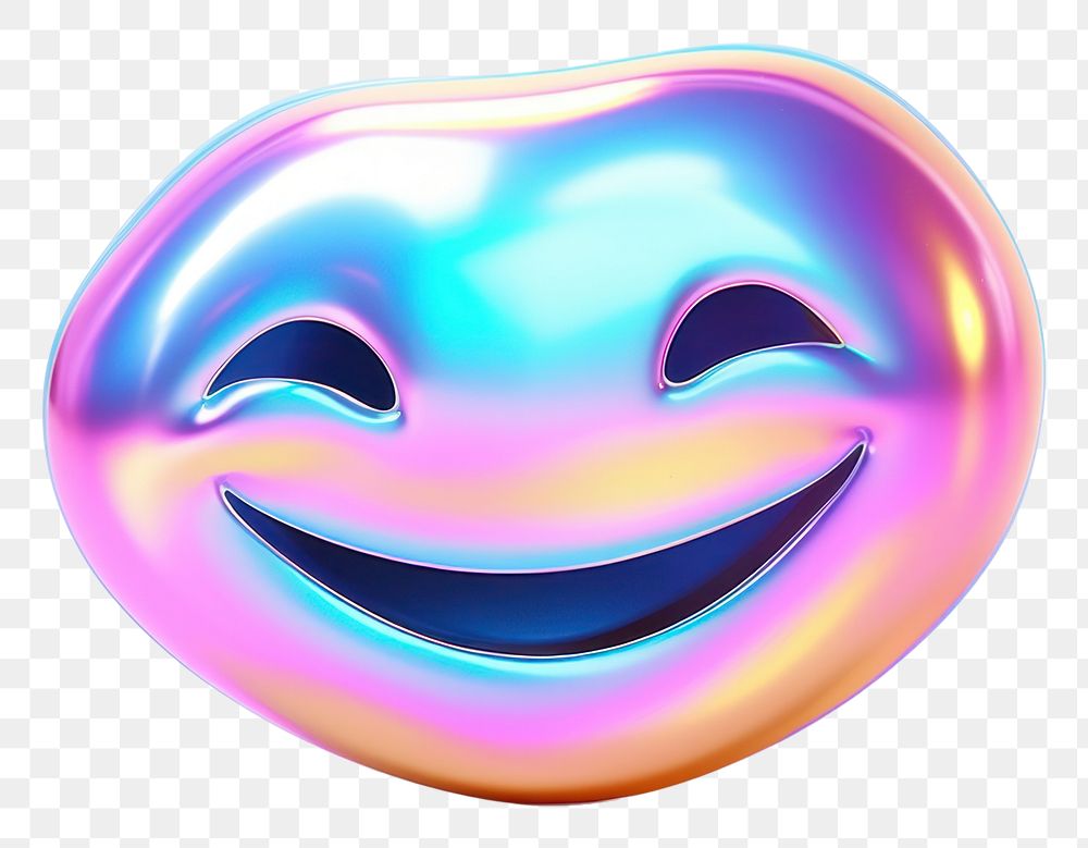 PNG  Emoji smile iridescent celebration happiness cheerful.