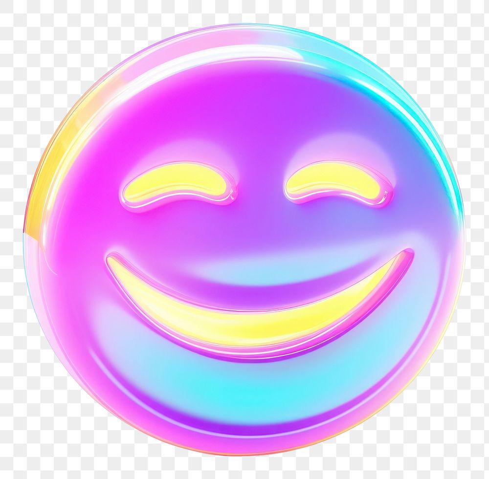 PNG  Emoji smile iridescent purple white background confectionery.