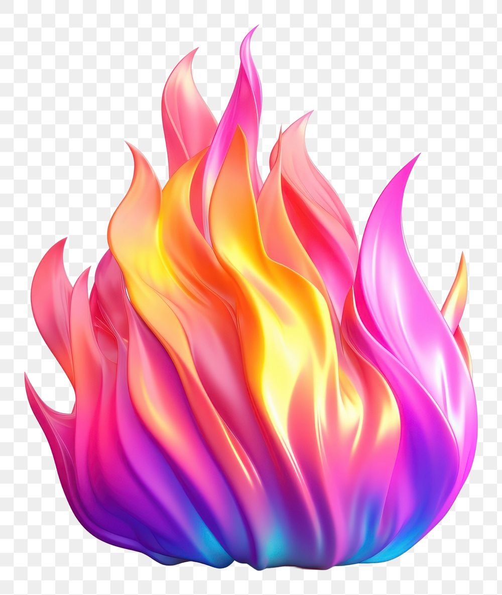 PNG  Fire emoji iridescent petal creativity igniting.