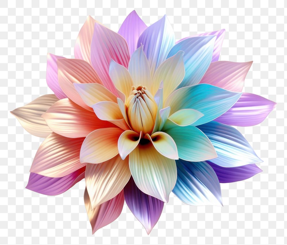 PNG  Flower iridescent dahlia plant white background.