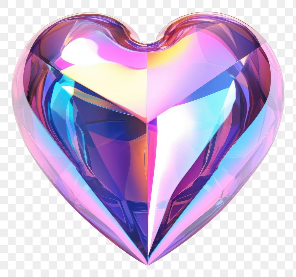 PNG  Heart iridescent gemstone jewelry white background.