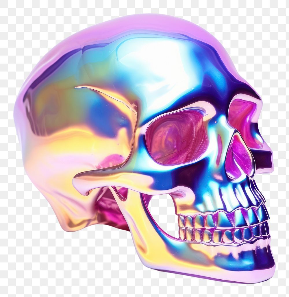 PNG Skull iridescent purple white background illustrated.