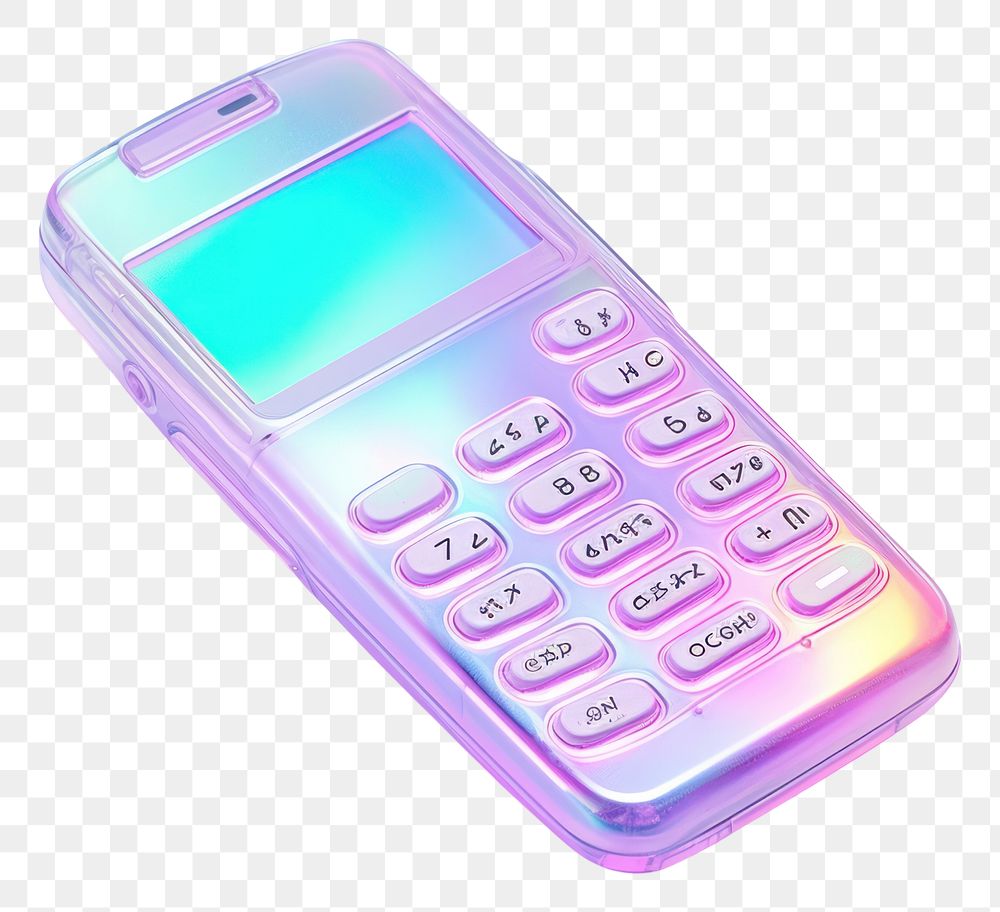 PNG  Phone iridescent white background electronics calculator.