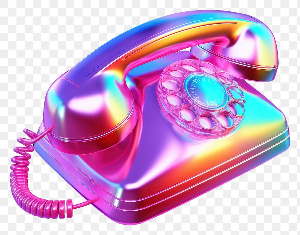 PNG  Phone shape iridescent electronics technology telephone.
