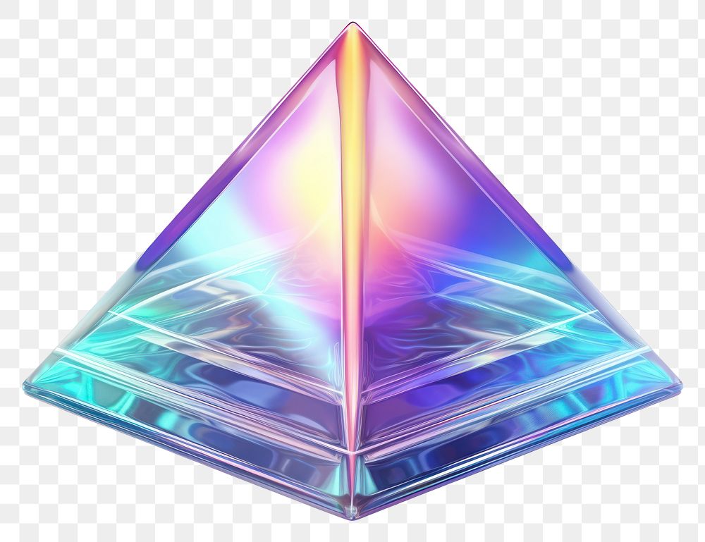 PNG  Pyramid with eye iridescent crystal white background technology.