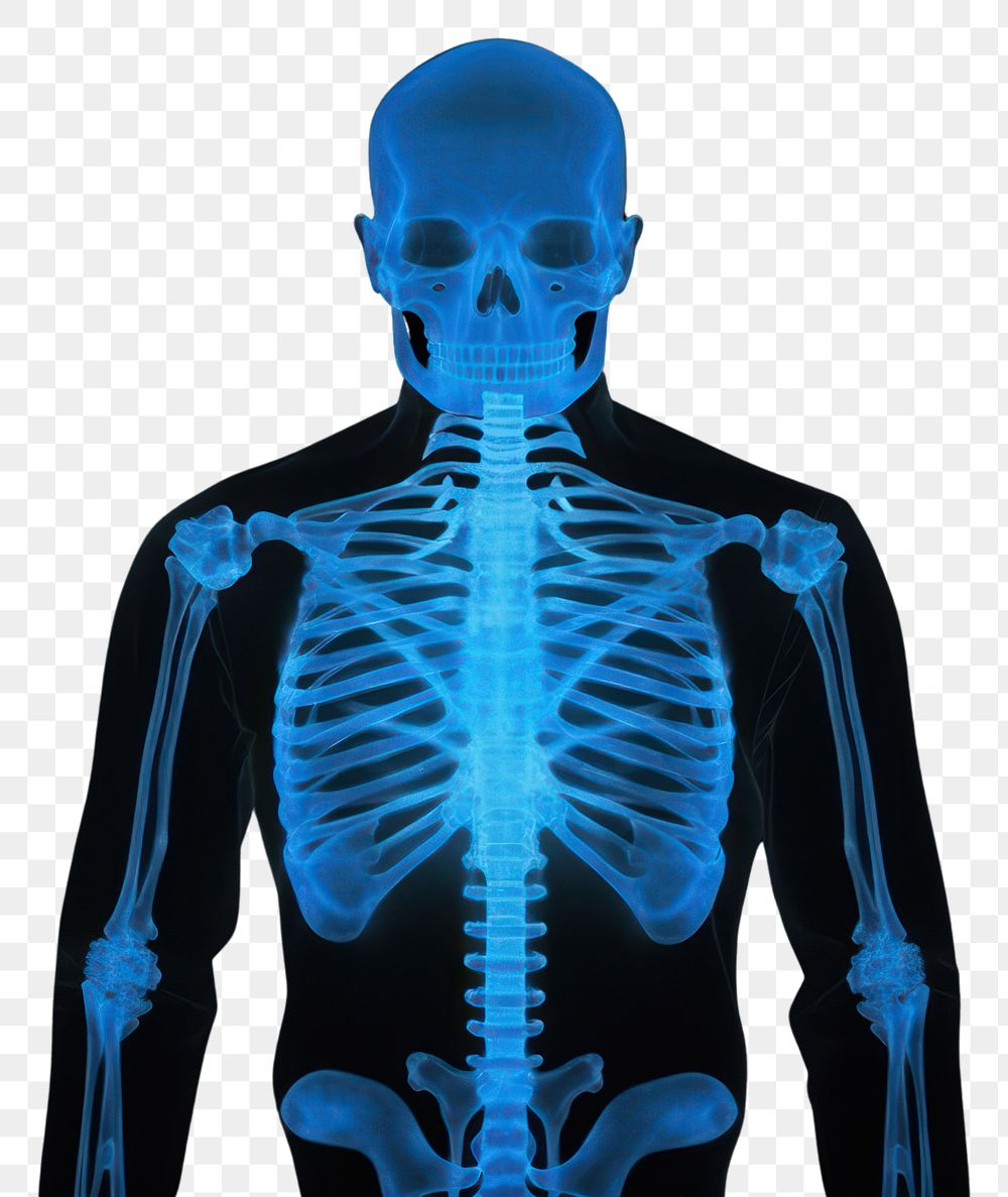 PNG  X ray photography of a human body x-ray blue radiography. AI generated Image by rawpixel.