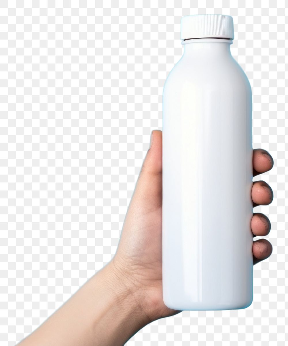 PNG Bottle mockup holding milk hand.